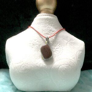 Red Jasper Sterling Silver Artisan Statement Pendant Necklace • Layering